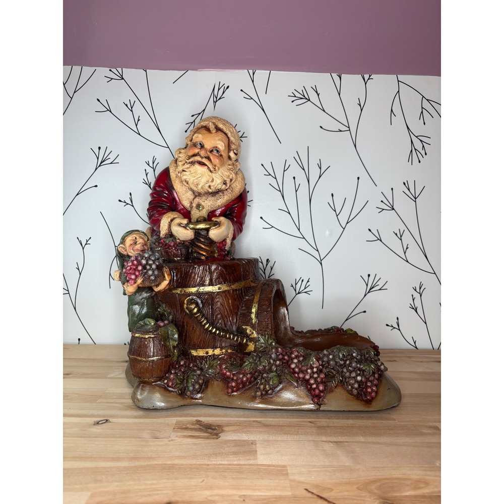 Vtg Santa Claus Wine‎ Maker Wine Holder Elf Grapes Christmas Decor
